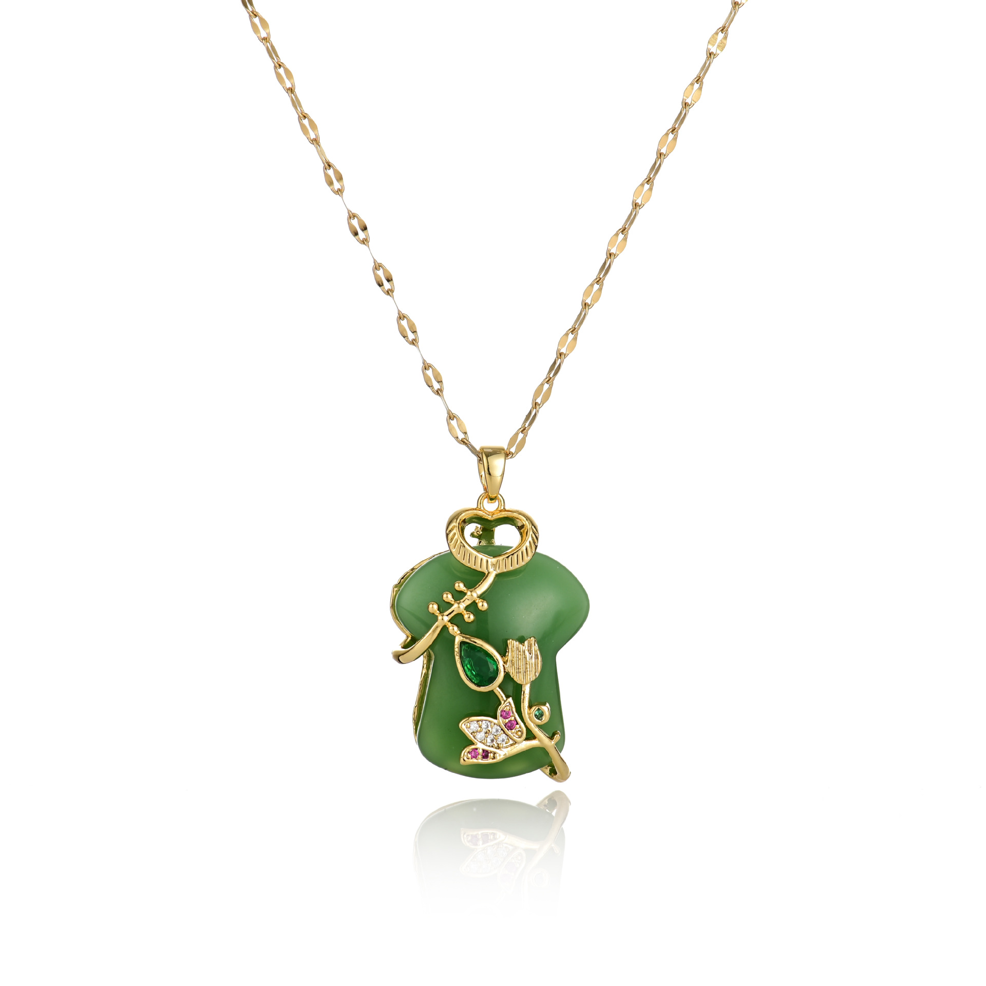 Fashionable and trendy copper-plated real gold pendant, titanium steel chain, vacuum gold color retention, electroplated bamboo to announce safety detail image 7