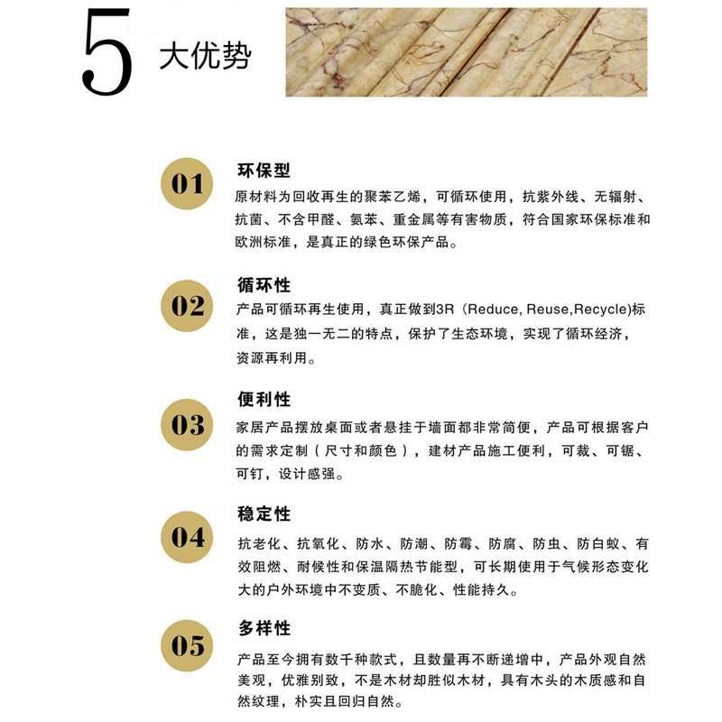 工厂直销PVC线条 10cm金网纹 仿大理石线条 欧式吊顶防火顶角线详情图1