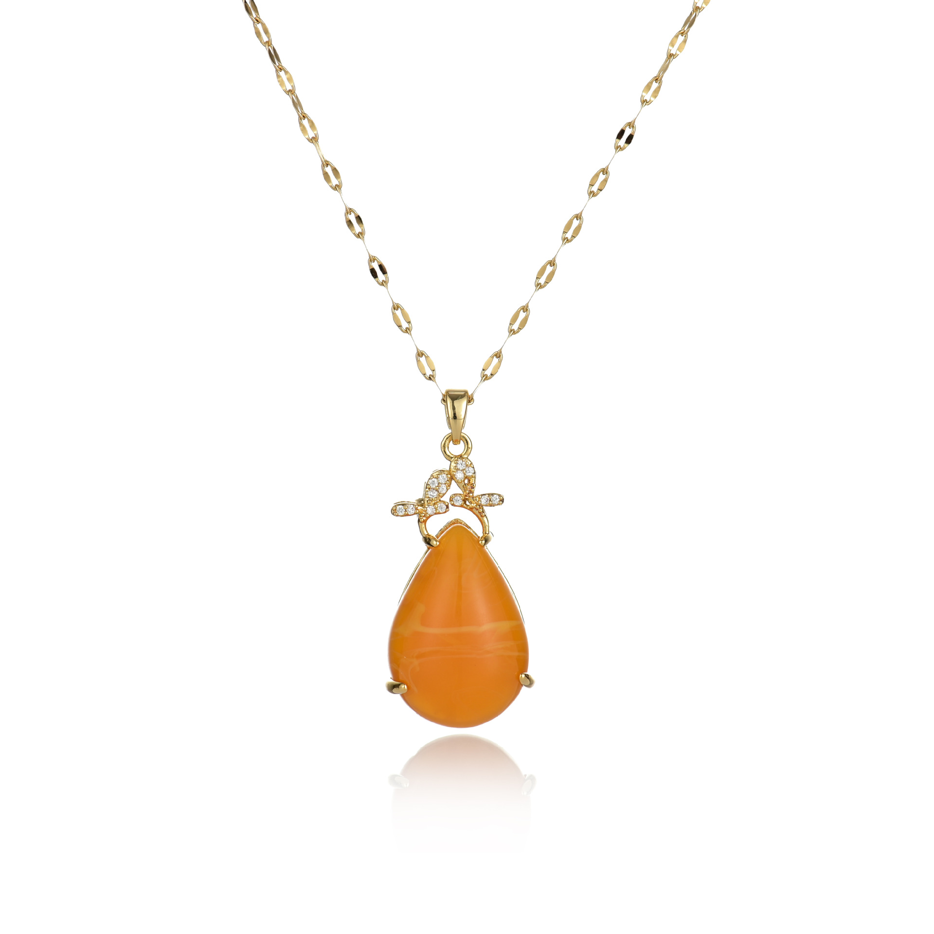 Copper-plated real gold pendant, titanium steel chain, vacuum gold color retention, electroplated yellow detail image 1