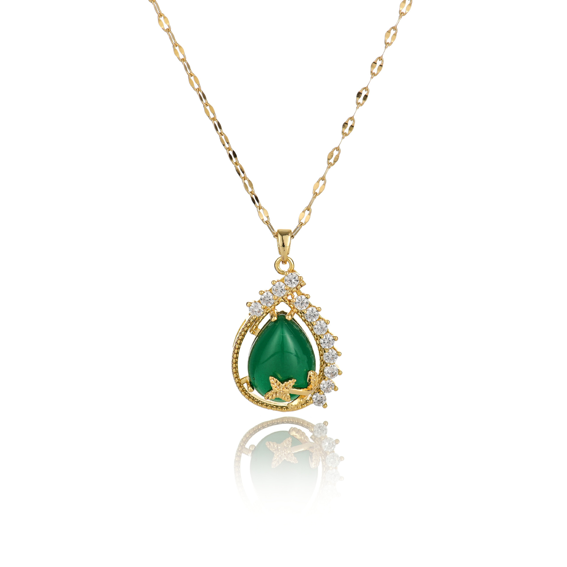 Copper-plated real gold pendant, titanium steel chain, vacuum gold color-preserving electroplated pendant detail image 5
