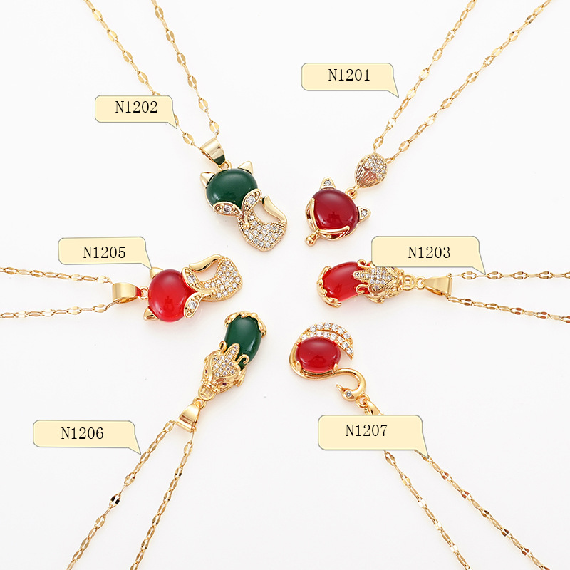 铜镀真金吊坠钛钢链真空金保色电镀