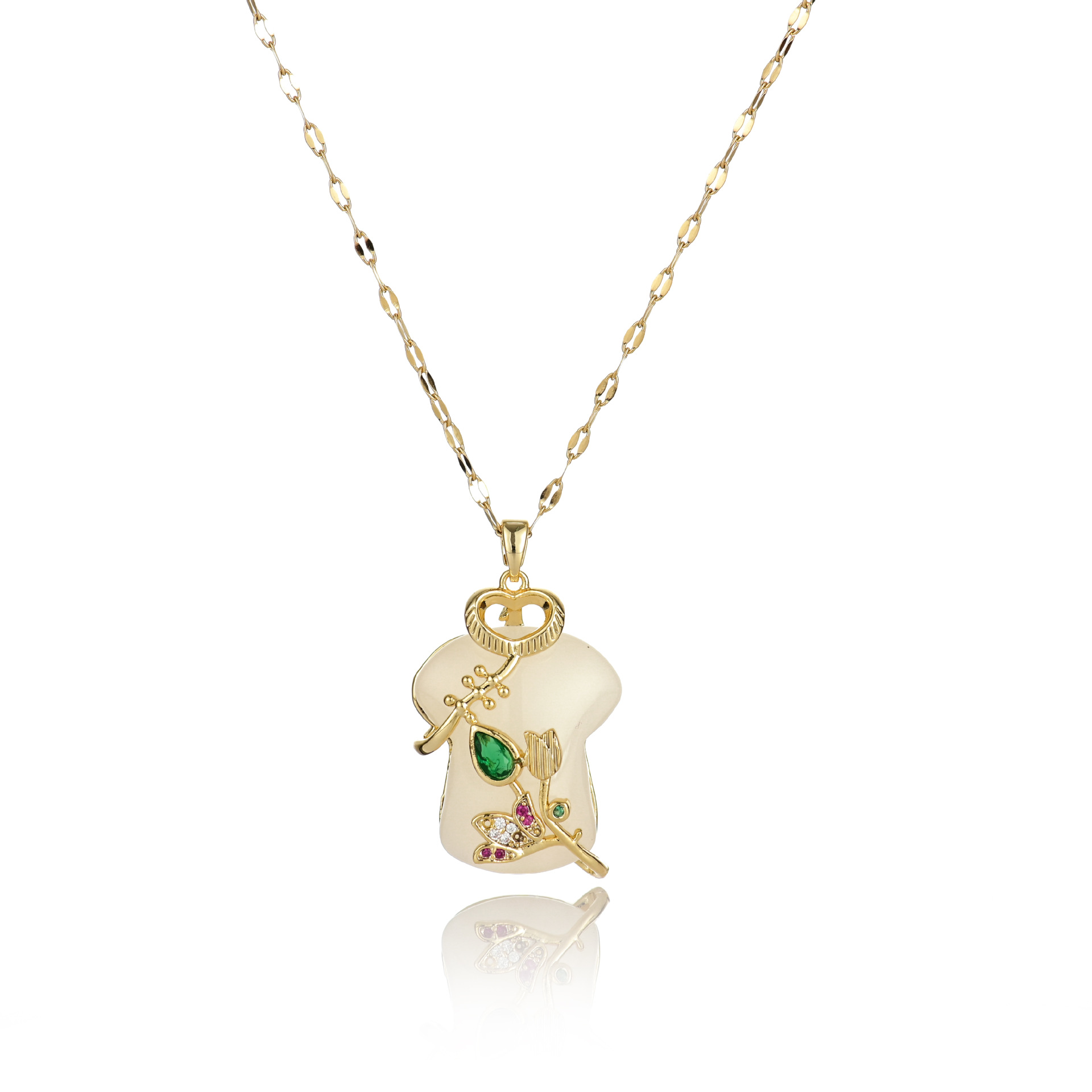 Copper-plated real gold pendant, titanium steel chain, vacuum gold color retention, electroplated yellow detail image 2