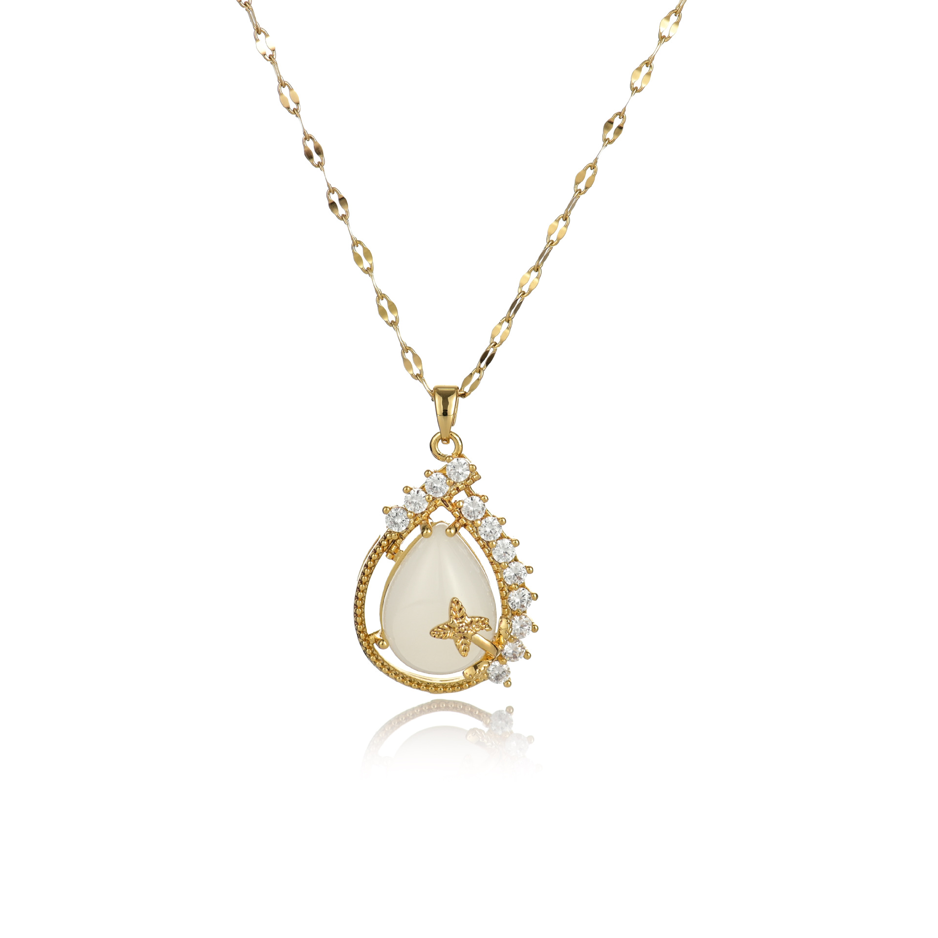 Copper-plated real gold pendant, titanium steel chain, vacuum gold color-preserving electroplated pendant details Picture