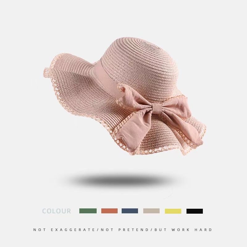Summer large-brimmed bow, versatile for outings, face protection and sun protection straw hat, UV protection, foldable vacation beach hat for women detail image 6