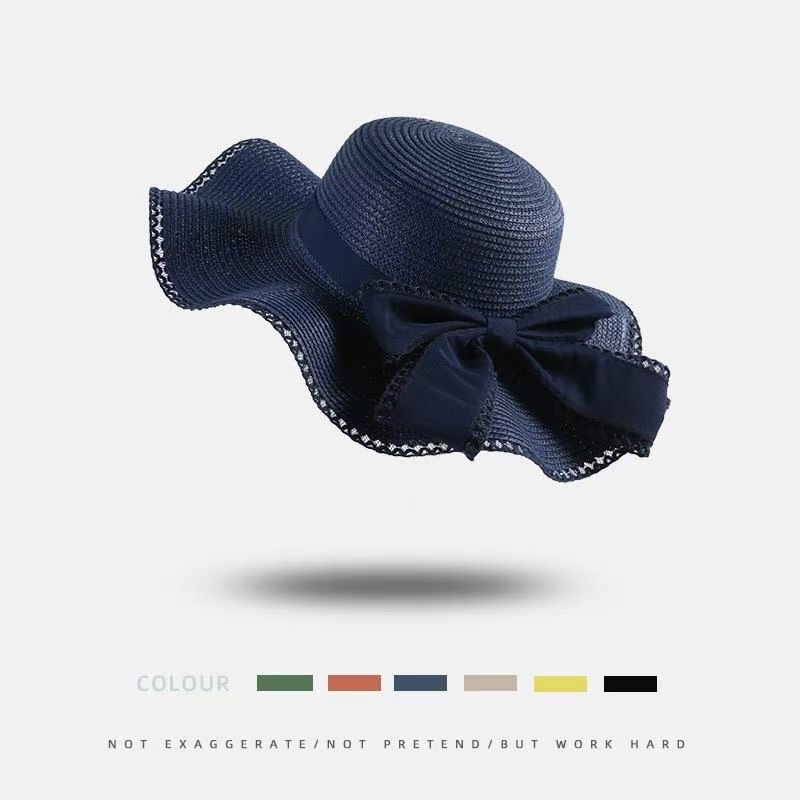 Summer large-brimmed bow, versatile for outings, face protection and sun protection straw hat, UV protection, foldable vacation beach hat for women detail image 4