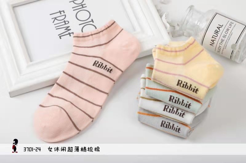 Women's Spring and summer ultra-thin combed cotton cartoon mesh boat socks detail image 7