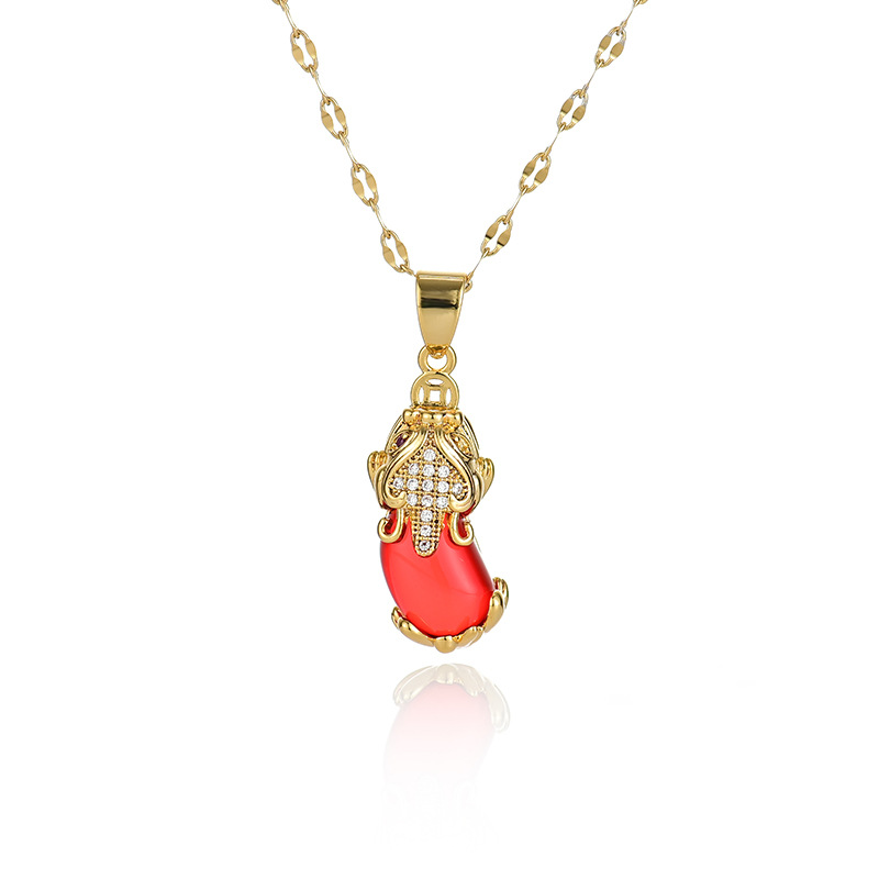 Copper-plated real gold pendant, titanium steel chain, vacuum gold color-preserving electroplating details Picture