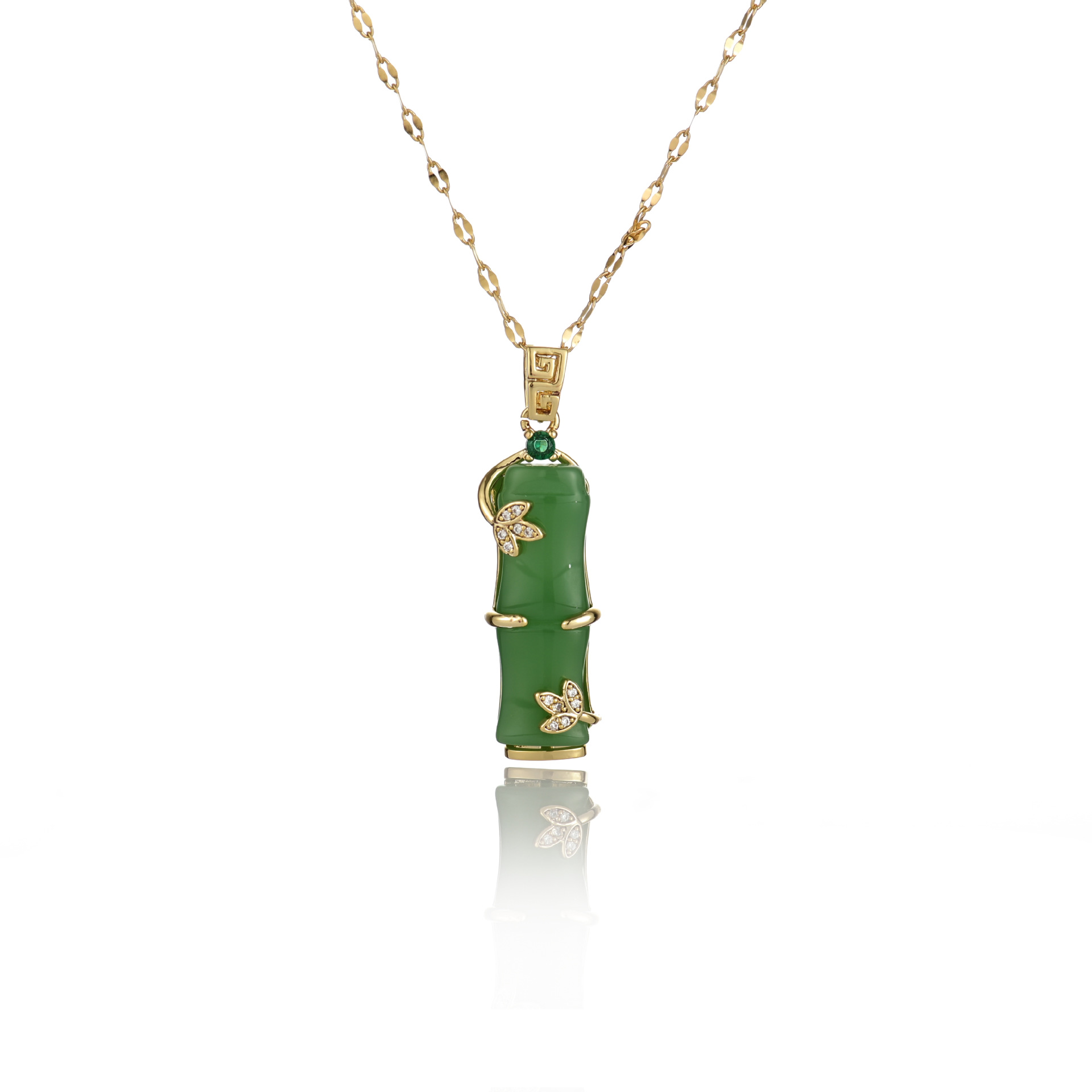 Copper-plated real gold pendant, titanium steel chain, vacuum gold color retention, electroplated yellow detail image 4