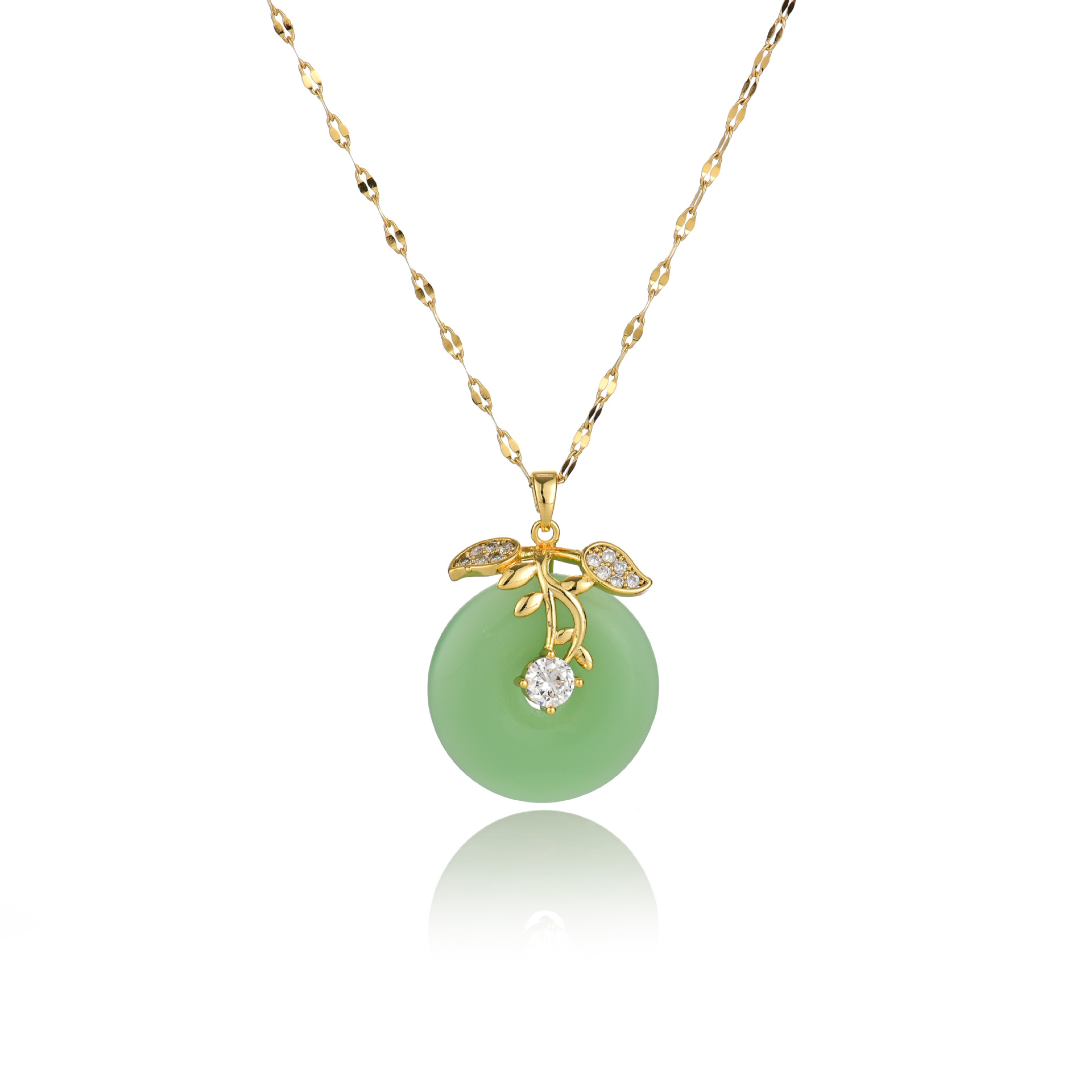 Copper-plated real gold pendant, titanium steel chain, vacuum gold color-preserving electroplated pendant detail image 7