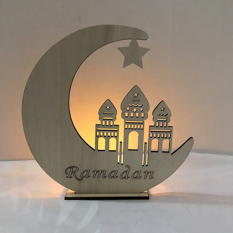 Night light wood art new led castle Eid lamp