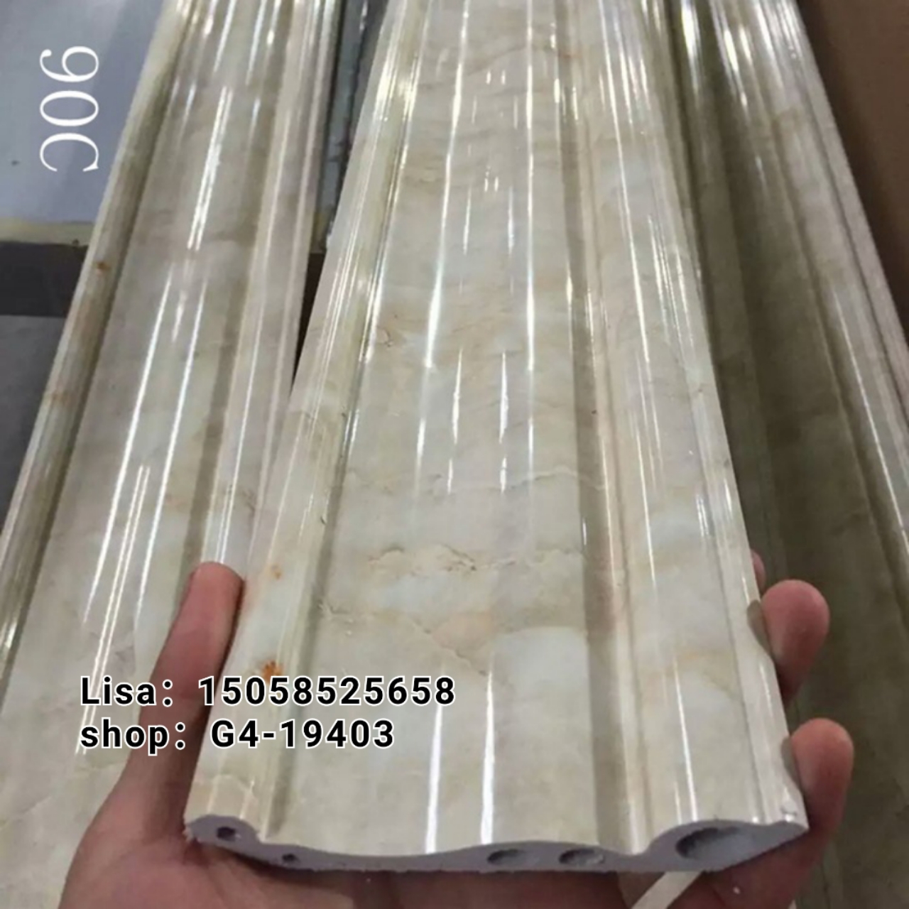 工厂PVC装饰线条 12公分仿大理石压花仿大理石 欧式吊顶防火顶角线批发