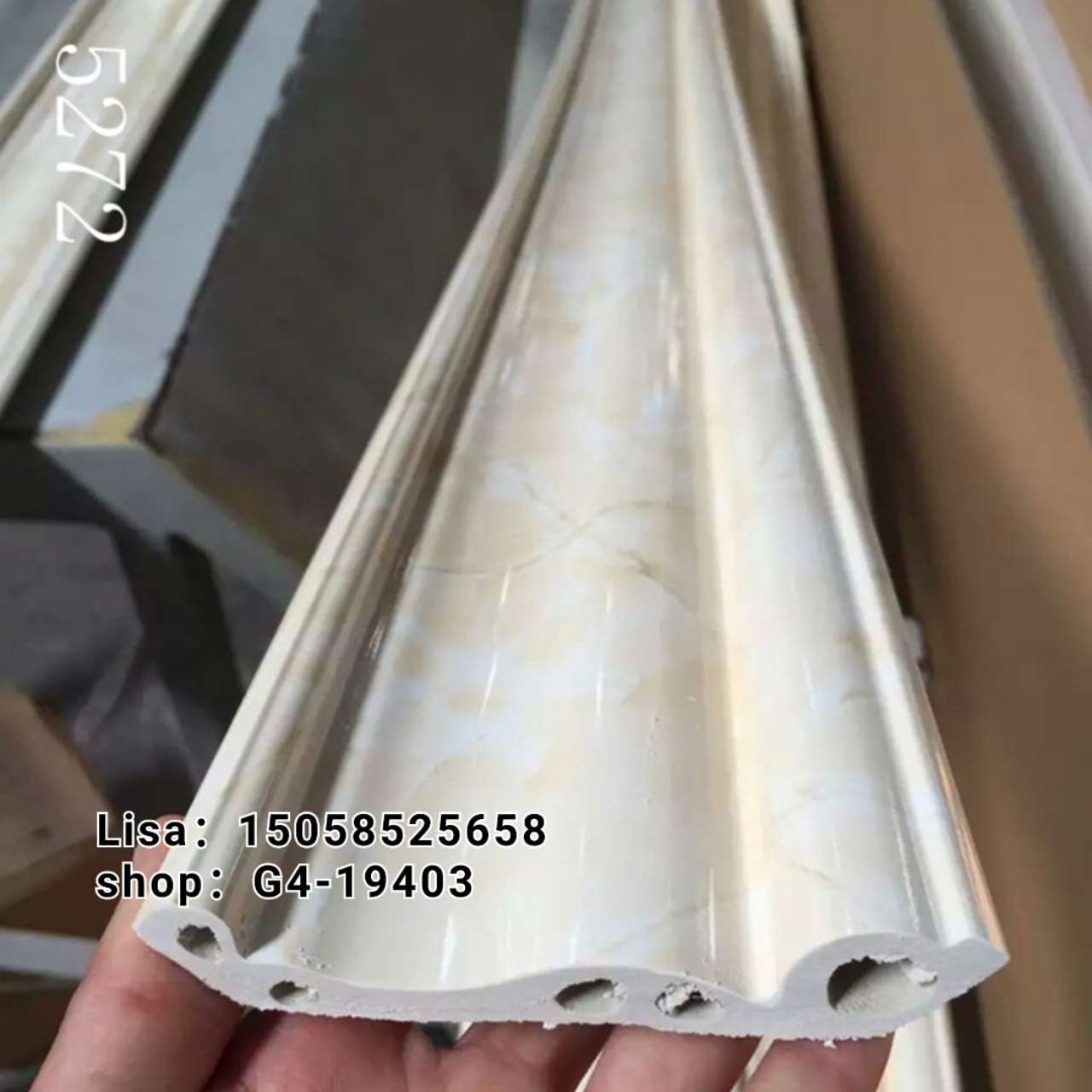 工厂直销PVC装饰线条 12cm仿大理石网纹压花仿大理石 欧式吊顶防火顶角线批发详情图3