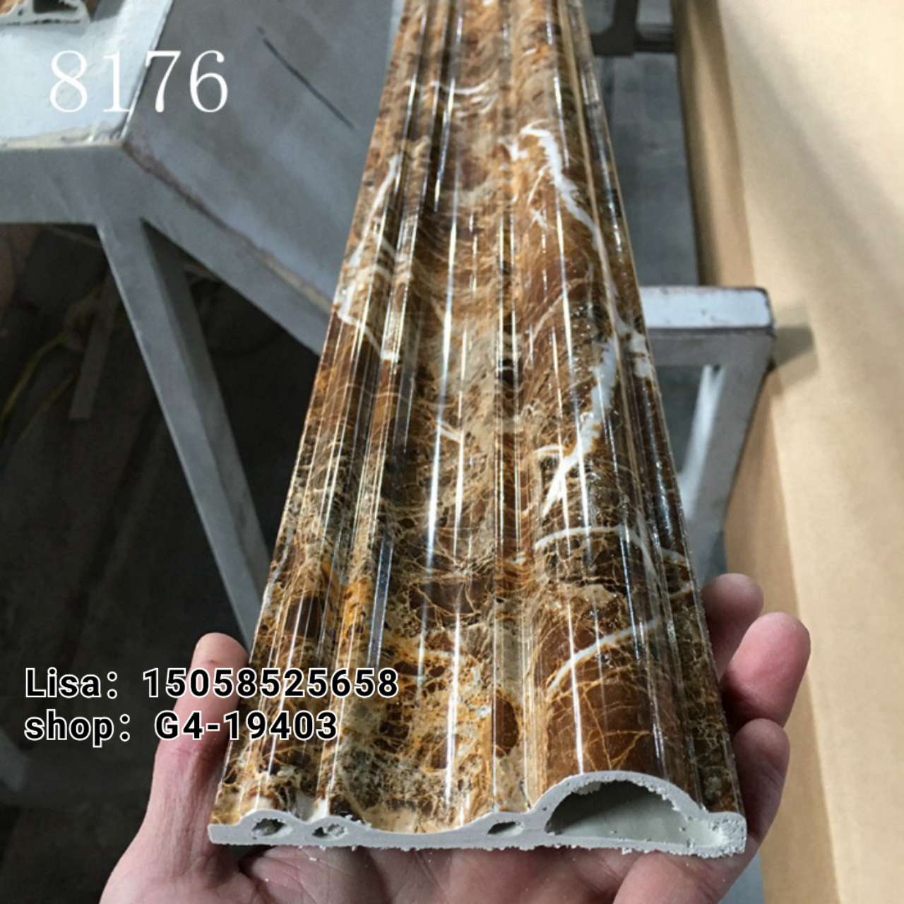 工厂直销PVC装饰线条 6公分门套线 顶角线  彩玉 仿大理石欧式门套线 生产厂家批发详情图6