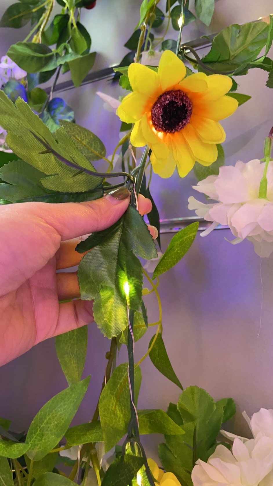 Sunflower tree rattan decorative lamp, 2-meter 20-lamp, copper wire lamp, starry sky, battery box, grape trellis arrangement detail image 3