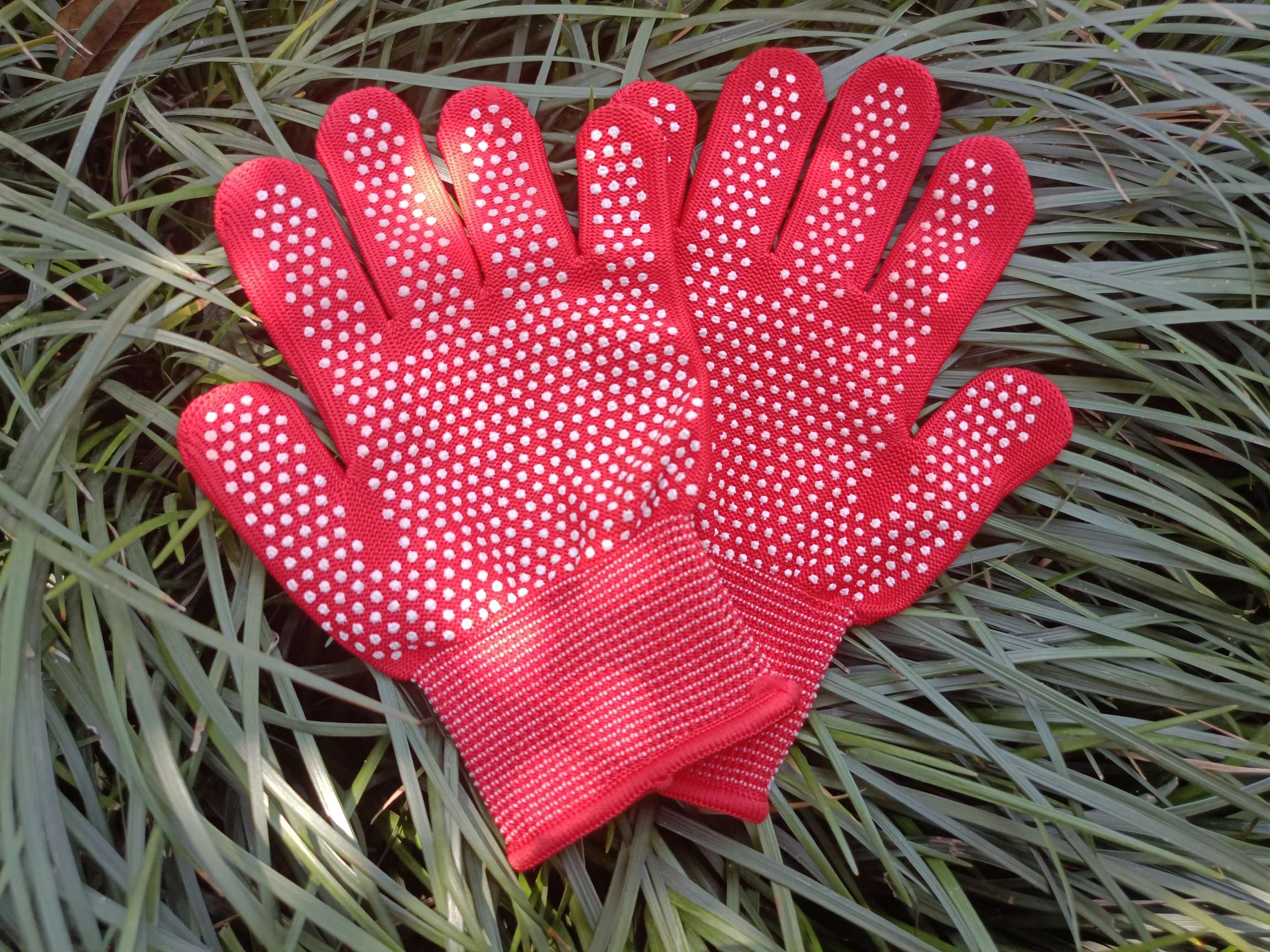 Children's Nylon Dot Plastic Gloves Non-Slip Gloves Blue White Item Picture