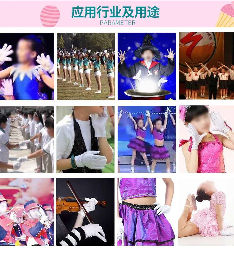 Children Adult Etiquette Gloves Homework Performance Student Stage Flag Gloves full figure