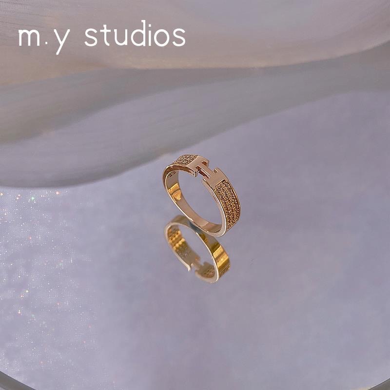 Chenglong Jewelry's fashionable Japanese light luxury ring, women's personality, ins trendy style, versatile food ring, micro-set, exquisite and simple joint CL01075-40 Item Picture