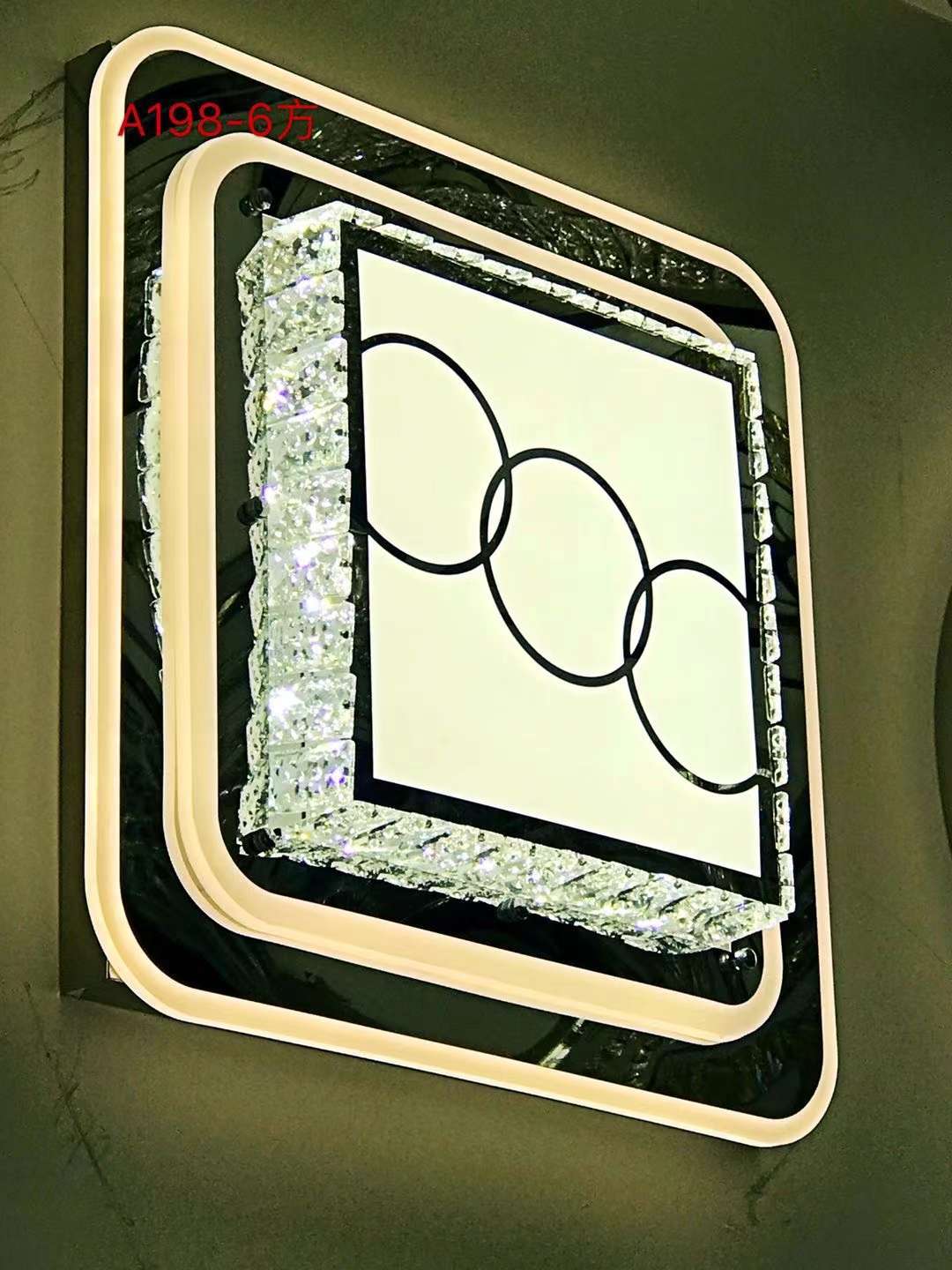 Lámpara de cristal cuadrada, lámpara de cristal de corte lineal para sala de estar minimalista pic 2