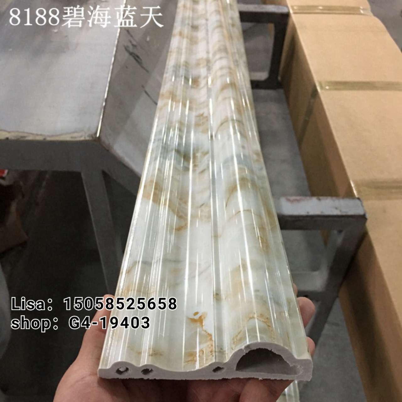 工厂直销PVC装饰线条 6公分门套线 顶角线  彩玉 仿大理石欧式门套线 生产厂家批发详情图7
