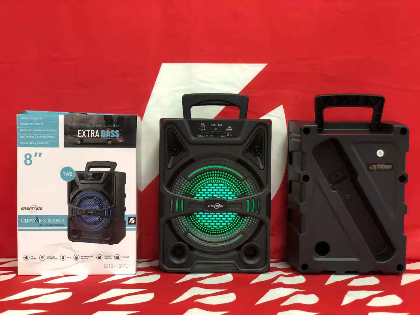Gts1270 Bluetooth speaker, mobile phone speaker, 8-inch portable speaker, card-inserting speaker, portable speaker, BTspeaker Specification image