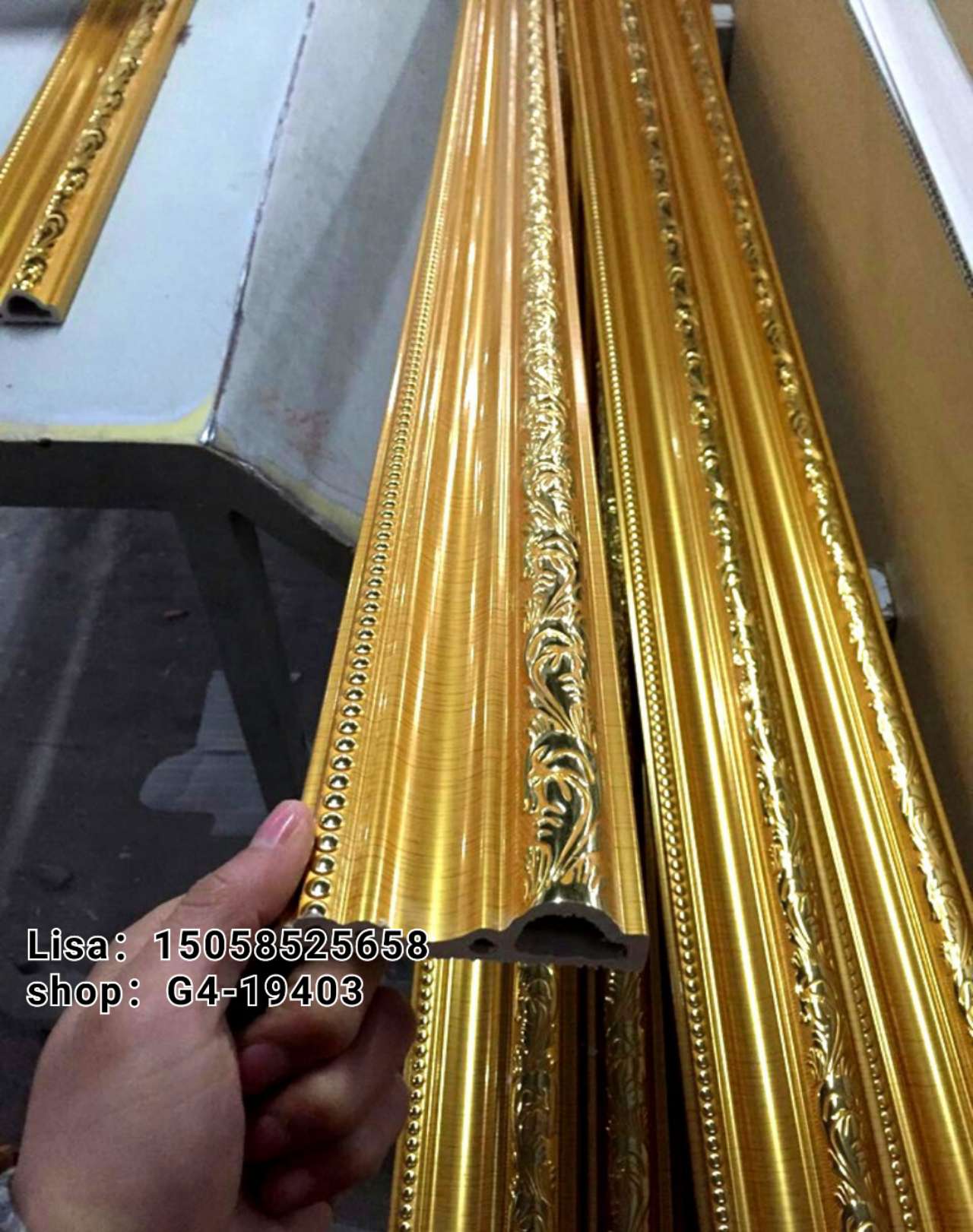工厂直销PVC装饰线条6公分 古铜门套线顶角线边框压花欧式门套线防火阻燃详情图14