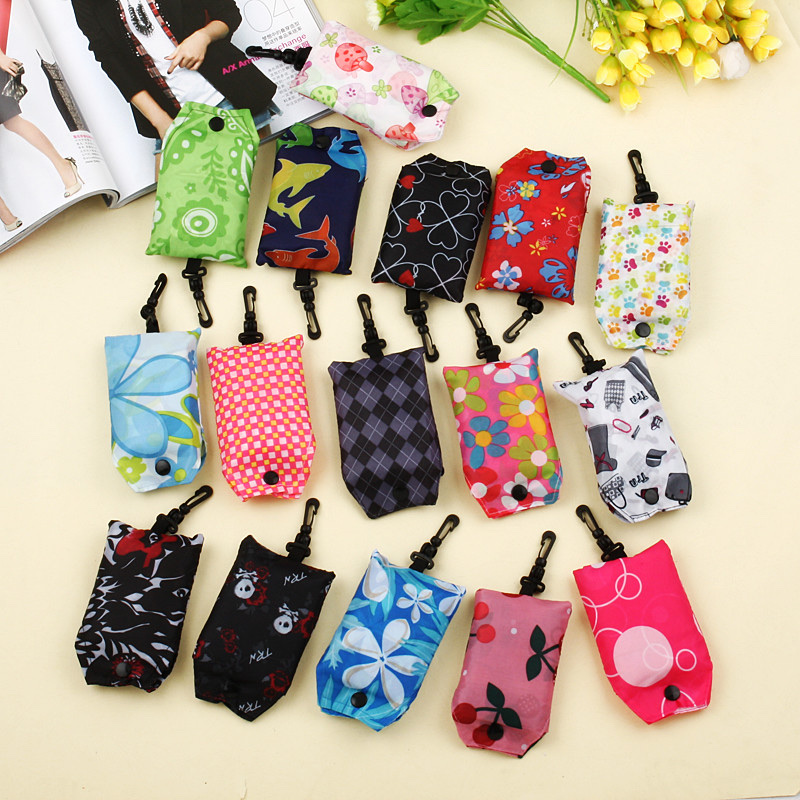 花布手机型折叠购物袋环保袋单肩手提袋超市大容量防水带挂钩详情1