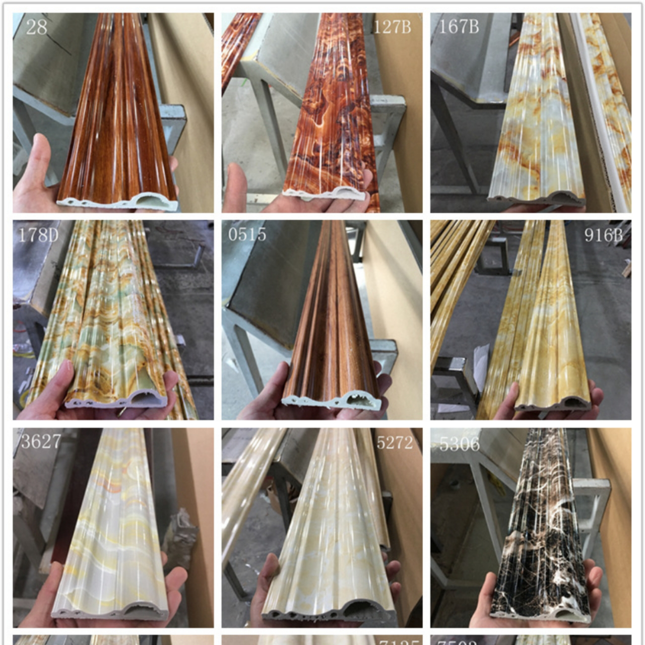 出口PVC装饰线条10公分门套线  顶角线仿大理石纹欧式门套线防火阻燃