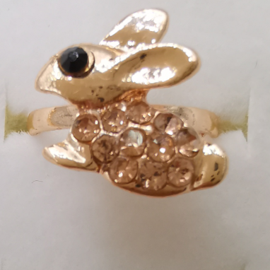 Plated gold, champagne rhinestone alloy, open ring