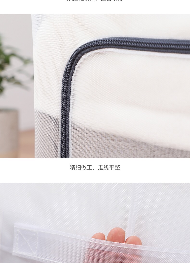 收纳箱透明可折叠钢架箱防水网格棉被衣物玩具收纳储物箱百纳箱详情9