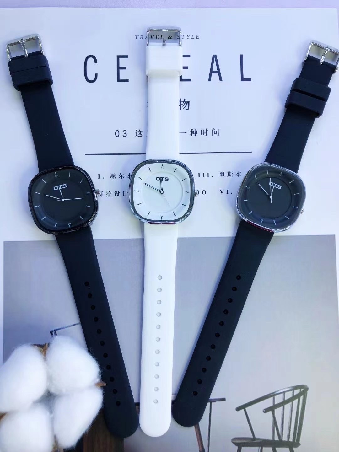 OTS新款手表女男简约气质防水初高中学生多功能运动电子手表指针时尚方型腕表1222细节图