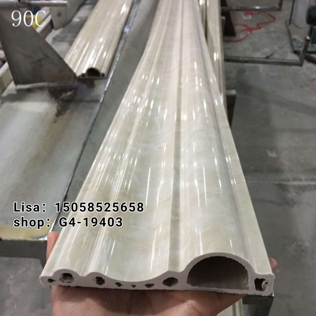 工厂直销PVC装饰线条15公分金丝米黄门套线  顶角线仿大理石纹欧式门套线防火阻燃详情图3