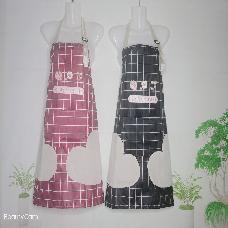 Korean Waterproof Anti-Oil Female Adult Home Baked Sleeveless Fashion Apron Wipe Hands Waist Work Clothes undefined