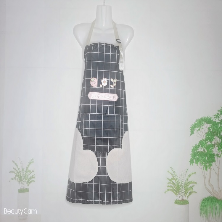 Korean Waterproof Anti-Oil Female Adult Home Baked Sleeveless Fashion Apron Wipe Hands Waist Work Clothes Item Picture