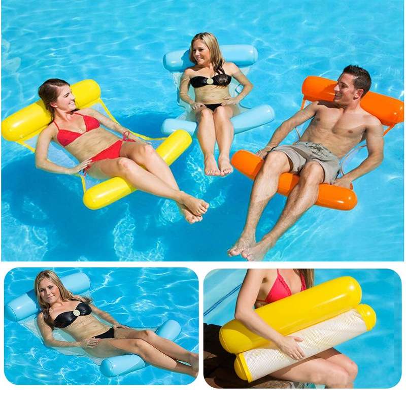 夏季新款PVC充气吊床水上浮排 成人游泳浮床条纹吊床厂家现货批发产品图