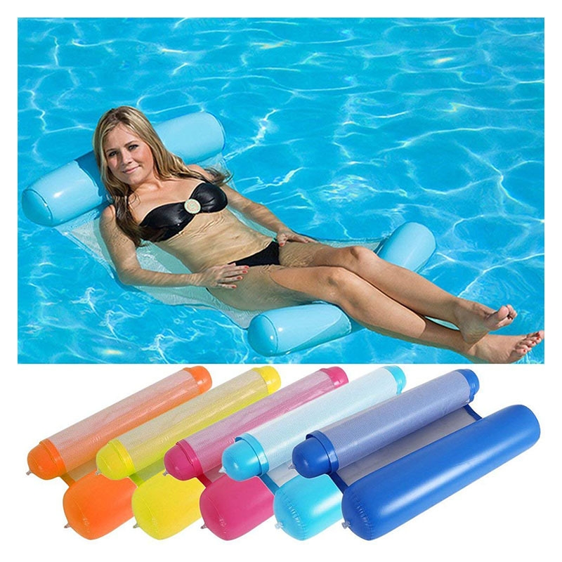 夏季新款PVC充气吊床水上浮排 成人游泳浮床条纹吊床厂家现货批发