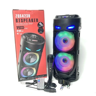 ZQS double four-inch Dazzling light Portable Portable Wireless Remote microphone Bluetooth speaker Radio Stereo JBL light 2021 new ZQS-4239 thumbnail