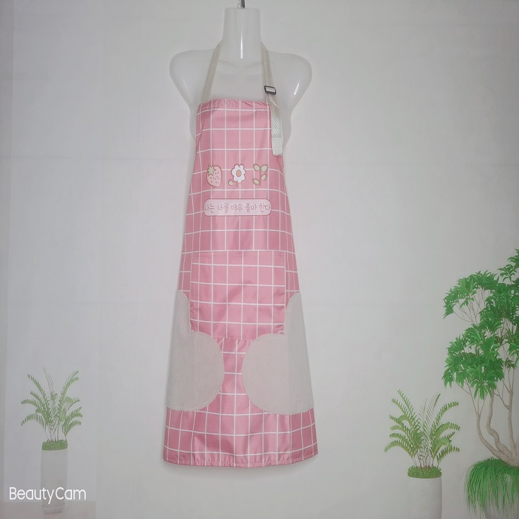 Korean Waterproof Anti-Oil Female Adult Home Baked Sleeveless Fashion Apron Wipe Hands Waist Work Clothes Specification drawing