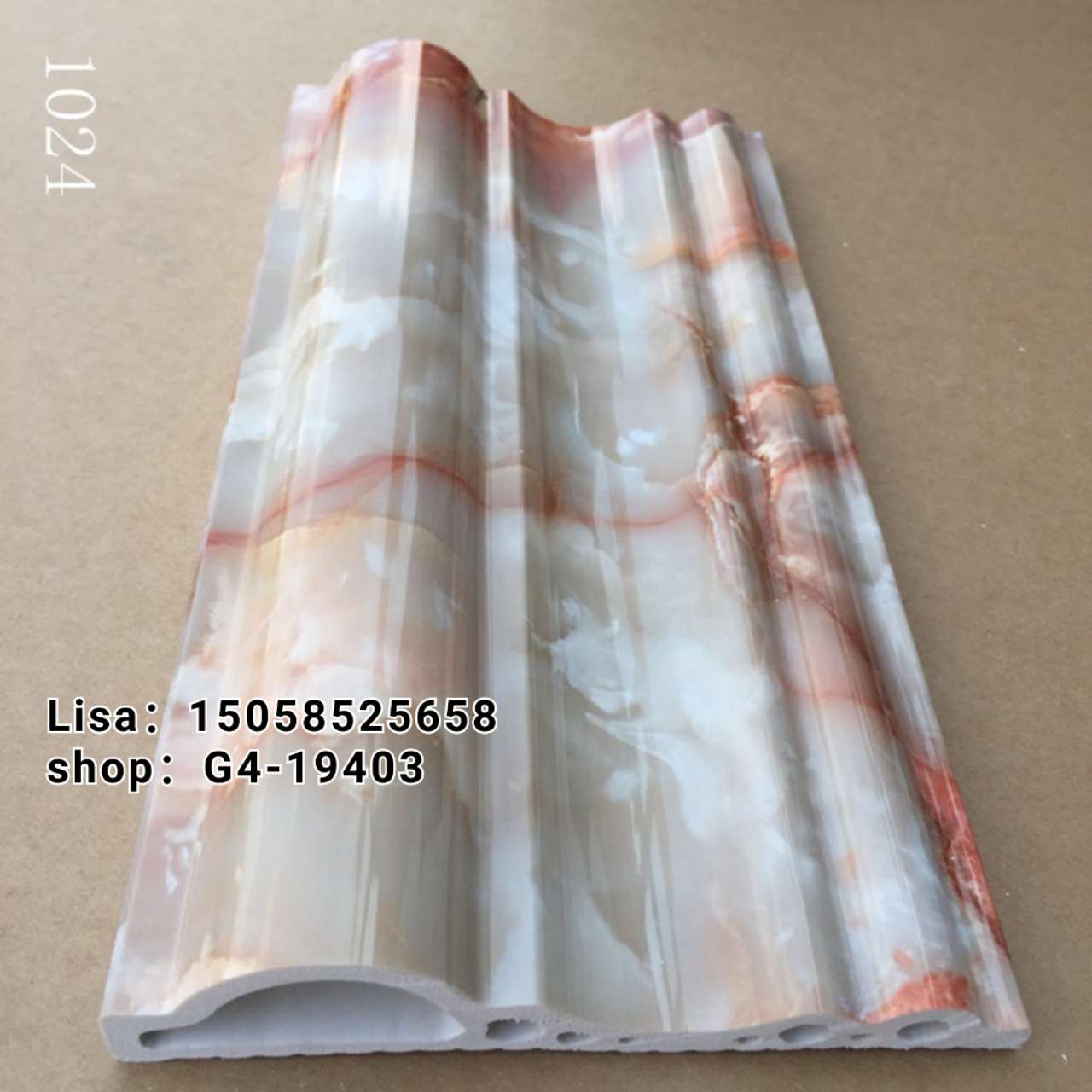 工厂直销PVC装饰线条15公分金丝米黄门套线  顶角线仿大理石纹欧式门套线防火阻燃详情图12