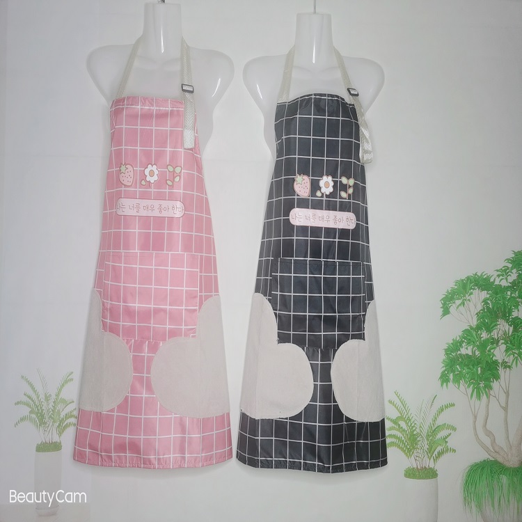 Korean Waterproof Anti-Oil Female Adult Home Baked Sleeveless Fashion Apron Wipe Hands Waist Work Clothes Item Picture