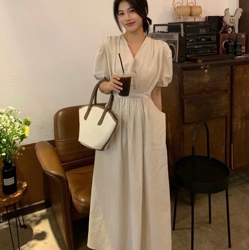韩国麻棉连衣裙