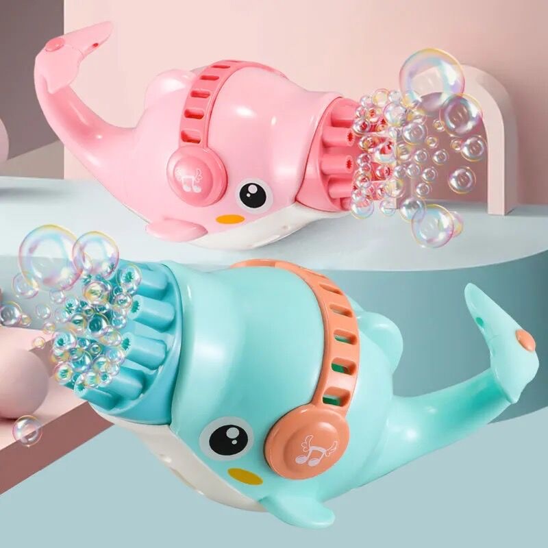 Electric dolphin bubble machine toy Douyin, the same style as the popular Gatling bubble gun, children's fully automatic bubble camera detail image 1