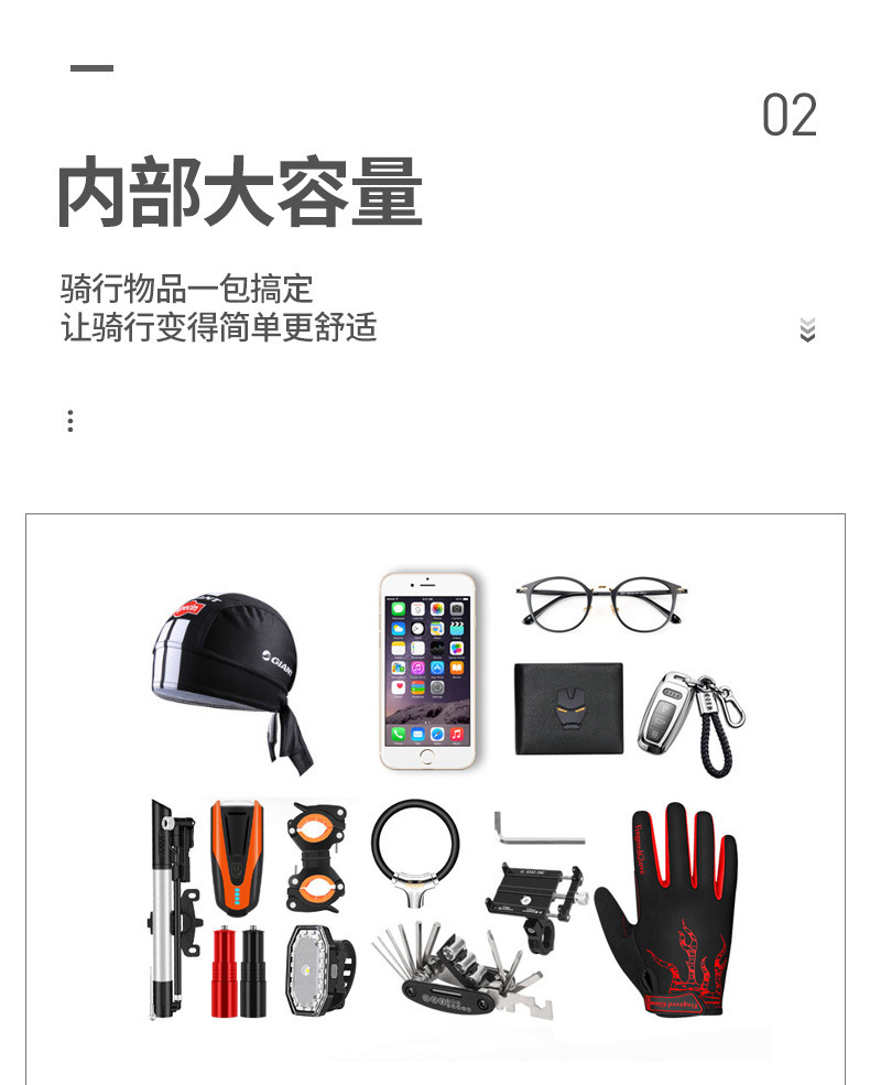 户外运动自行车包前梁包车头包大容量触屏防水圆筒形骑行包手把包详情图2