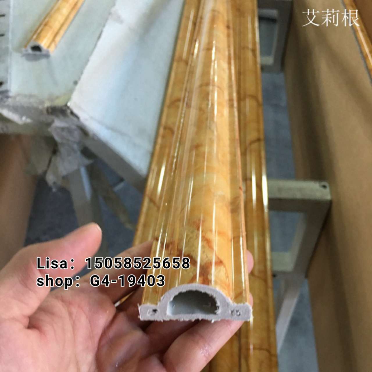 欧式半圆腰线4.5cm  防火阻燃环保 背景墙 发泡 PVC海黄玉仿大理石装饰线条详情图8