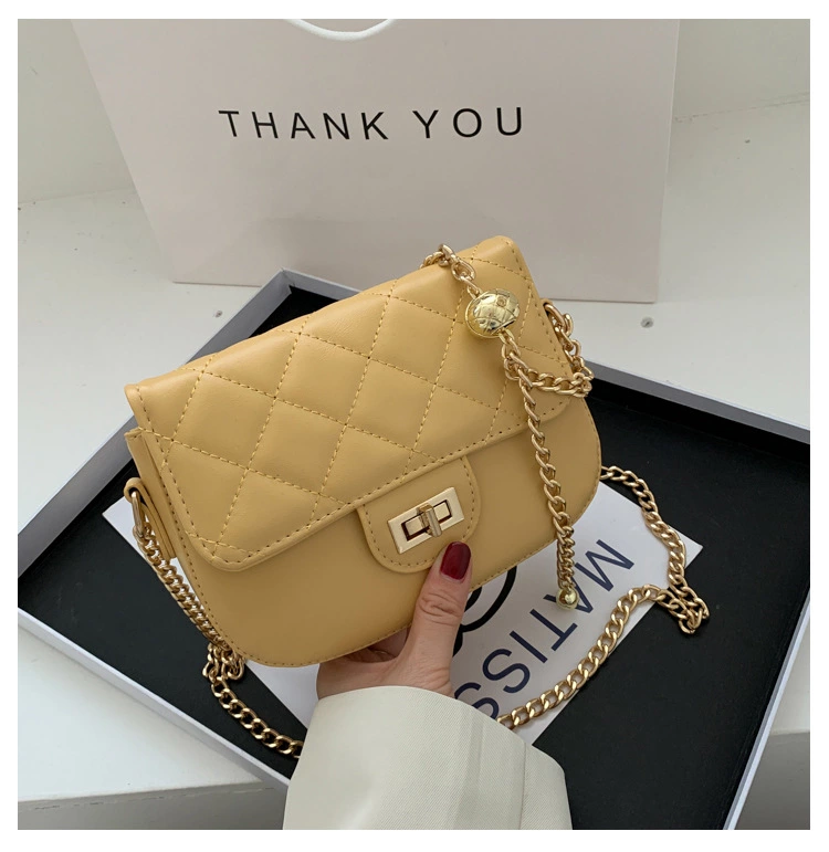 女包2021新款韩版单肩斜挎菱格链条质感百搭pu女包详情8