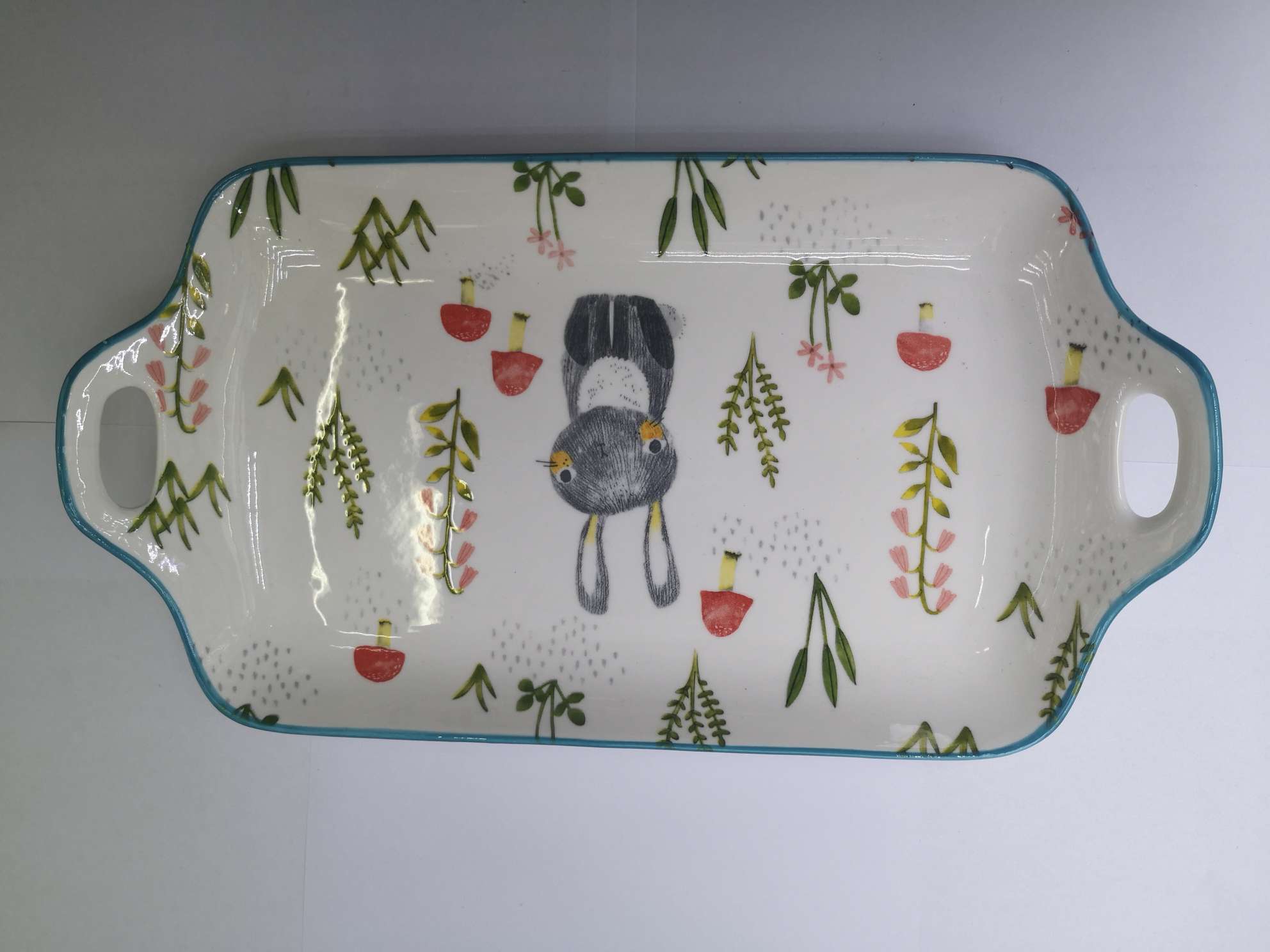 Forest Hand-Painted 12 Inches Two Ears Rectangular Plate New Products Manufacturers Direct Sales In The Season details Picture