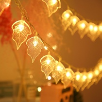 Cross-border new led lights flashing lights string lights willow leaf lights string waterproof garden branches lighting decorative lights 3 meters 20 lights