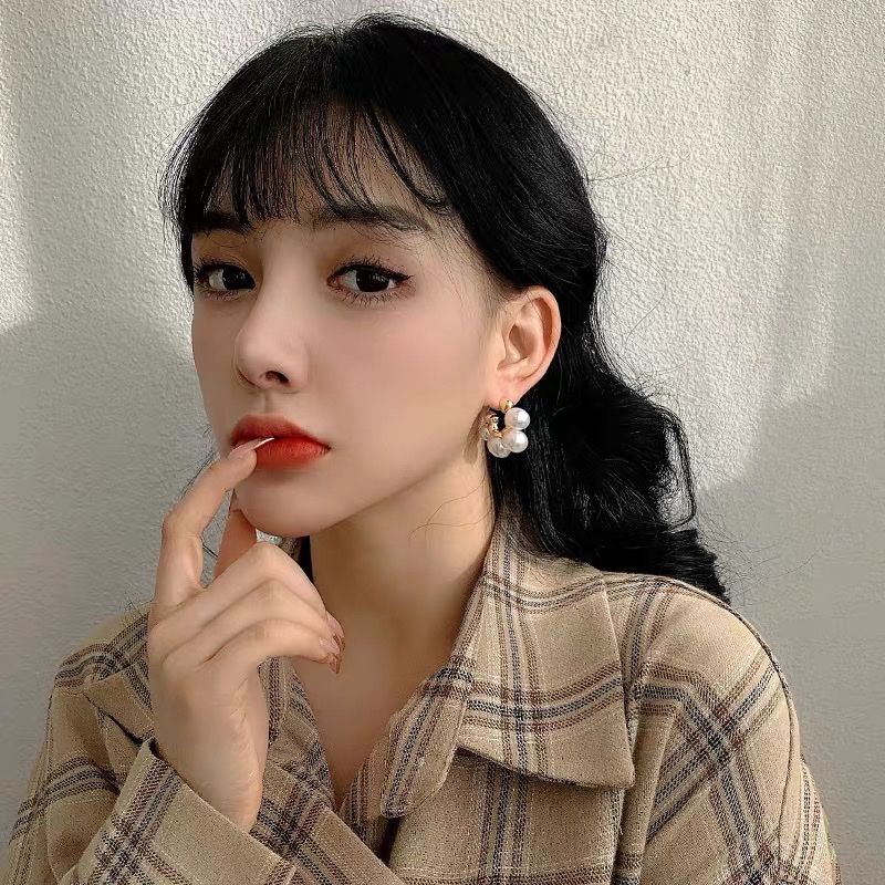 今日丽人韩版时尚耳环简单大方耳环珍珠几何耳环细节图