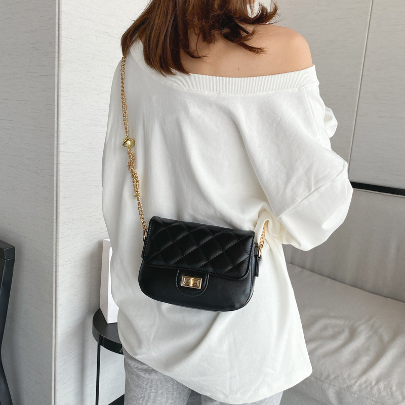 女包2021新款韩版单肩斜挎菱格链条质感百搭pu女包详情7