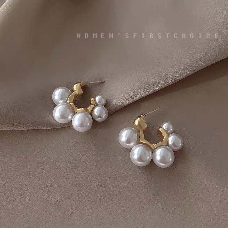 今日丽人韩版时尚耳环简单大方耳环珍珠几何耳环图