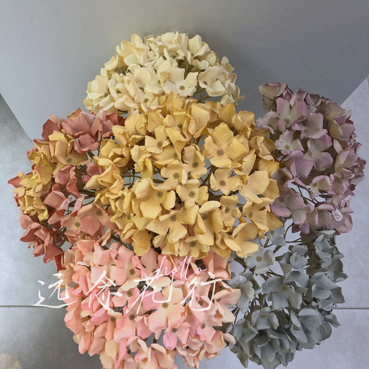 【远念花行】焦边绣球单支中号卷边绣球 做旧仿真花